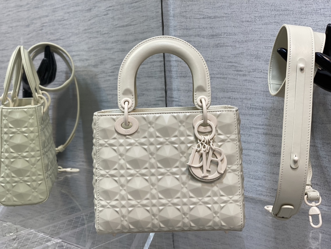 Small Lady Dior My ABCDior Bag Latte Cannage Calfskin with Diamond Motif